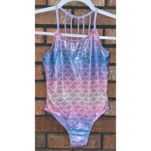 Sol Borne Girls Mermaid Scale One Piece Swimsuit Multicolor Metallic Ombre 6/6X